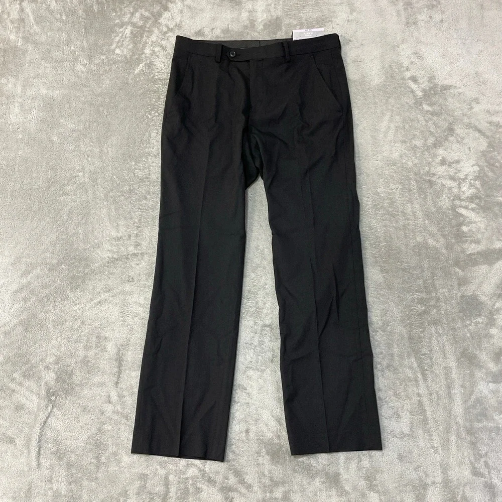 NEW Alfani Dress Pants Men's 32x32 Black Polyester Blend Slim Fit